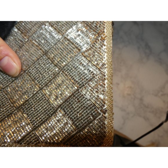 Vintage Beaded Clutch with Metal strap, Donald J Pliner - Picture 6 of 6